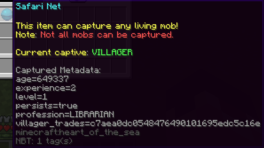 Safari net containing villager